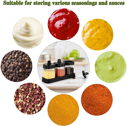 3PCs Glass Spice Jar Set With Spoons & Lids - WooTech Online Shopping In SA