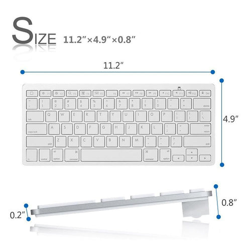 Ultra-slim Wireless 3.0 Bluetooth Keyboard For PCs, Apple Series & Android Devices - White - WooTech Online Shopping