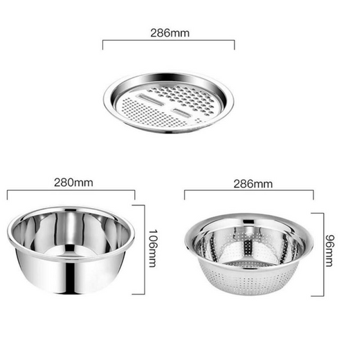 3 Pieces Stainless Steel Multifunction Grater Strainer - 28 Cm