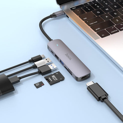 6 IN 1 USB-C MULTIFUNCTION ADPATER USB-C 60W -HB28 - WooTech Online Shopping In SA