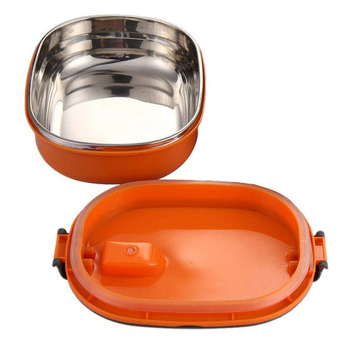 180ml Double Square Steel Lunch Box - Orange