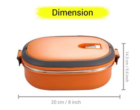 180ml Double Square Steel Lunch Box - Orange