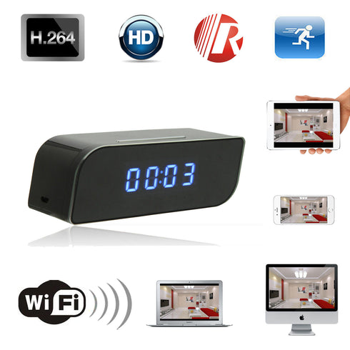 Wireless Mini Wifi Clock Camera View it from Mobile - WooTech Online Shopping