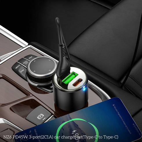Hoco NZ6 45W Dual PD+QC3.0 Car Charger With Type C Cable