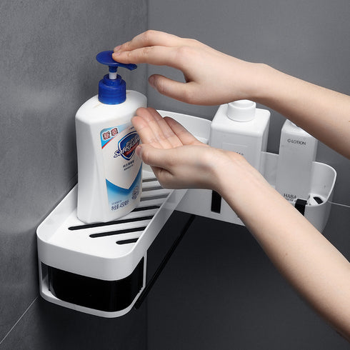 Rotating Kitchen Shower Storage Rack Shelf - White