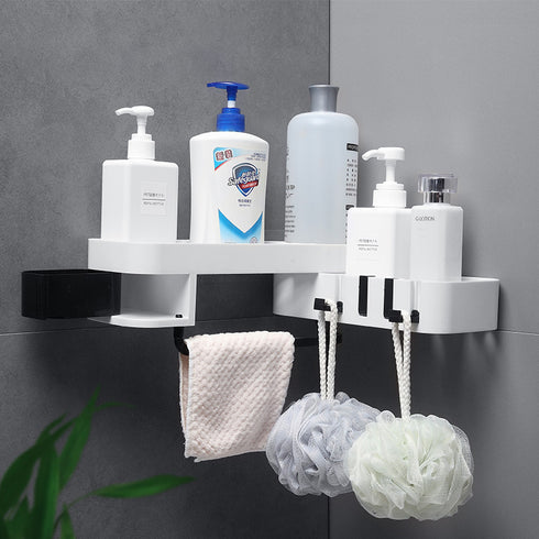Rotating Kitchen Shower Storage Rack Shelf - White