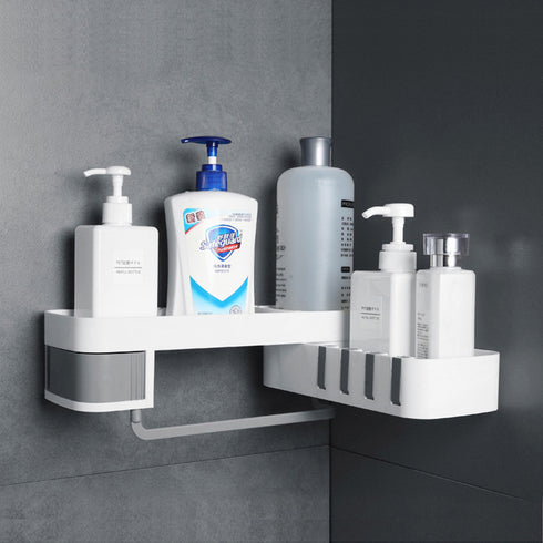 Rotating Kitchen Shower Storage Rack Shelf - White