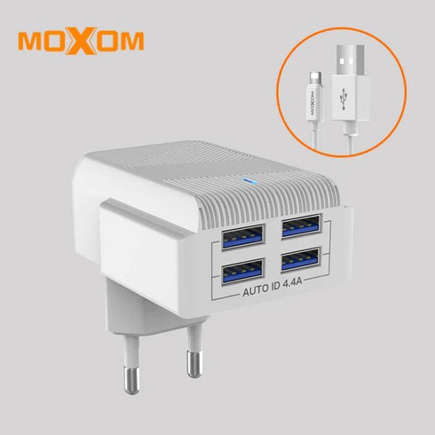 Moxom Smart IC 4 USB Port AUTO ID 4.4A Wall phone Charger Kh-40y - WooTech Online Shopping