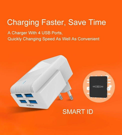 Moxom Smart IC 4 USB Port AUTO ID 4.4A Wall phone Charger Kh-40y - WooTech Online Shopping
