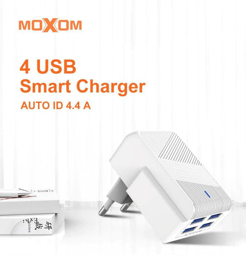 Moxom Smart IC 4 USB Port AUTO ID 4.4A Wall phone Charger Kh-40y - WooTech Online Shopping