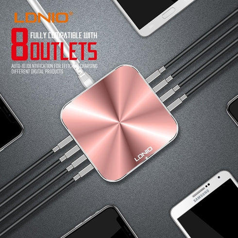 Ldnio A8101 - 8 USB Port Charger - For Mobile Phone Quick Charge 3.0 - Rose Gold - WooTech Online Shopping
