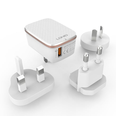 LDNIO A1204 Desktop USB Travel Charger With One QC2.0 Fast Charging Port A1204Q + Ios Cable - WooTech Online Shopping