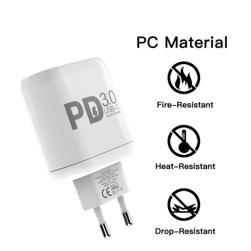 Quick PD charge 3.0 fast charger Type- C adapter charger adapter Pd-08 - white - WooTech Online Shopping