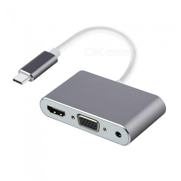Type-C to HDMI / VGA /Audio / USB3.0 - 5 In 1 Usb C To Hdmi Adapter 4K - WooTech Online Shopping