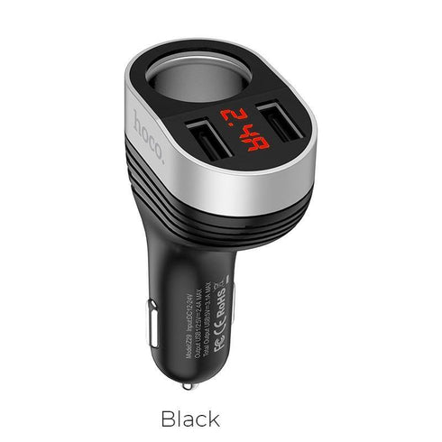 Car charger digital display dual USB HOCO Z29 - WooTech Online Shopping In SA