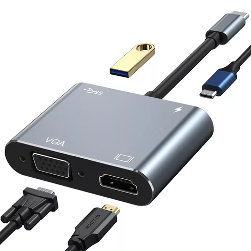 4K Ultra HD USB-C To VGA And HDMI Hub