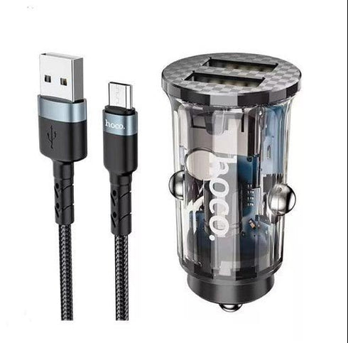 DZ3 Car Charger Set 2USB 2.4A Car Charger Set With Micro Cable - WooTech Online Shopping In SA