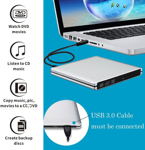 External Dvd writer usb 3.0 Super Slim Drive - WooTech Online Shopping In SA