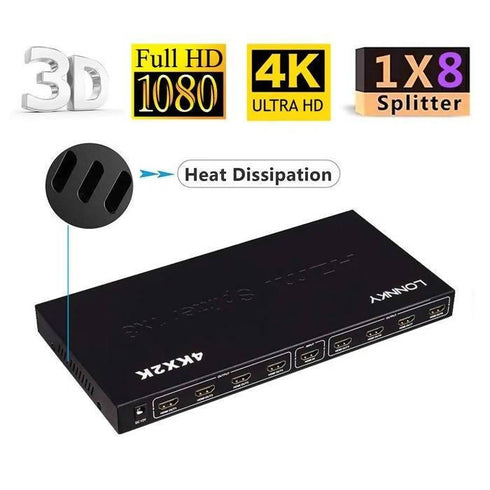 HDMI 8 Port Splitter 4k - 1 in 8 Port out splitter for TV and Computer - WooTech Online Shopping
