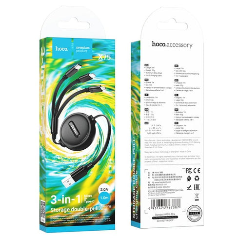 Hoco 3 in 1 Charging Cable - WooTech Online Shopping In SA