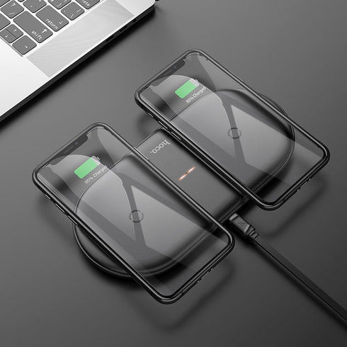 Hoco CW23 Dual wireless Fast Charger - 10W - WooTech Online Shopping In SA