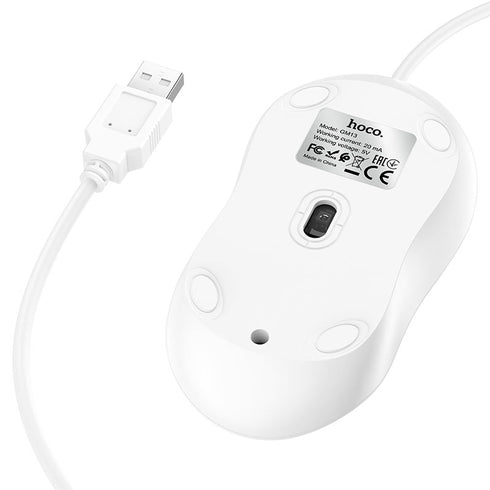 HOCO GM13 Business Wired USB Mouse with super comfortable grip. - WooTech Online Shopping In SA