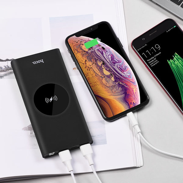 Wireless Power bank 10000 mAh wireless charging dual ports - Hoco J37 - WooTech Online Shopping