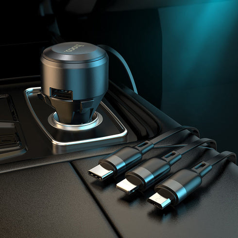 Hoco S27 Car charger With 3 In1 Cable + Usb - WooTech Online Shopping In SA