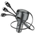 3 in 1 Car Charger With Lightning/Type C/Micro USB Cable