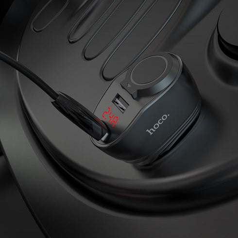 Hoco Thunder Power Car Charger With Dual USB 3.1A & Cigarette Lighter Z34 - WooTech Online Shopping In SA
