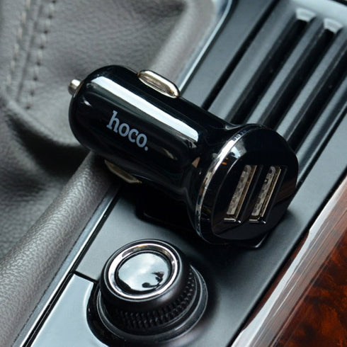 Hoco Z1 2.1A Dual USB Fast Car Charger - Black - WooTech Online Shopping In SA