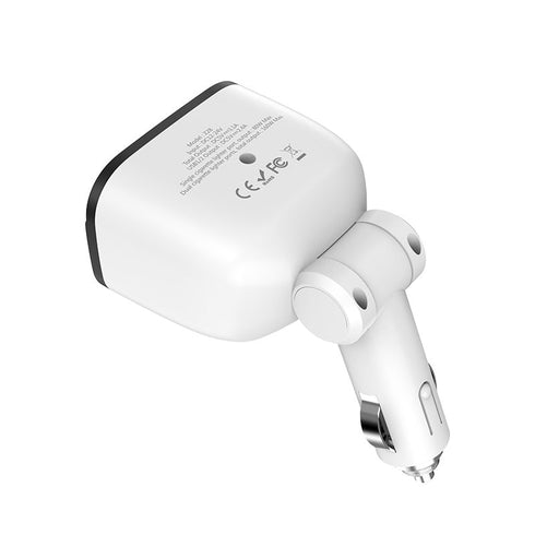 Hoco Z28 Dual USB/Cigarette Lighter Car Charger With LED Display - WooTech Online Shopping In SA