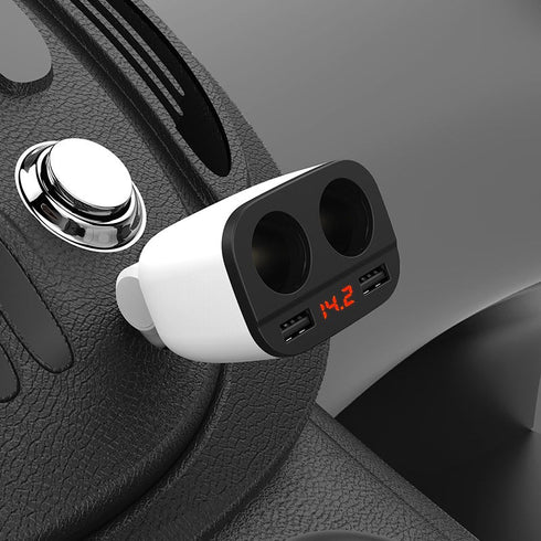 Hoco Z28 Dual USB/Cigarette Lighter Car Charger With LED Display - WooTech Online Shopping In SA
