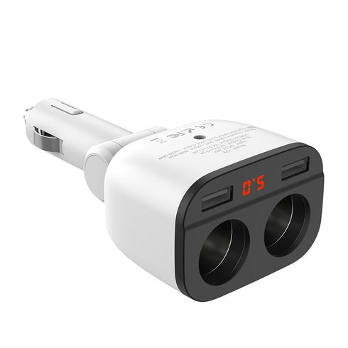 Hoco Z28 Dual USB/Cigarette Lighter Car Charger With LED Display - WooTech Online Shopping In SA