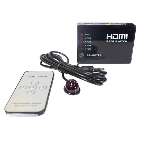 HDMI Switch 5 Port - HDMI 5 To 1 Switch - Black