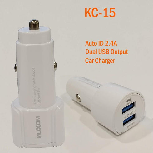 Moxom dual usb charger with cable kc-15 white - WooTech Online Shopping