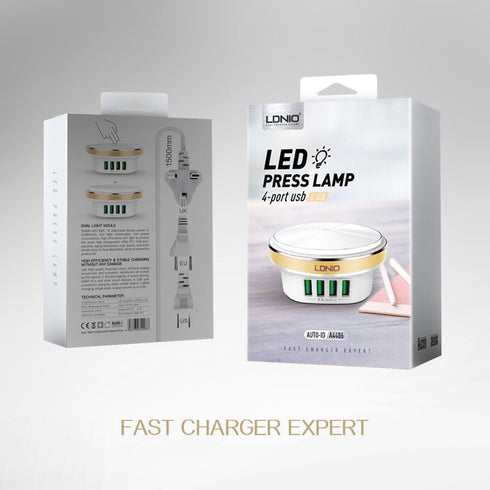 LDNIO 4 USB Port Mobile Phone Charger With LED Night Light - A4406 - WooTech Online Shopping In SA