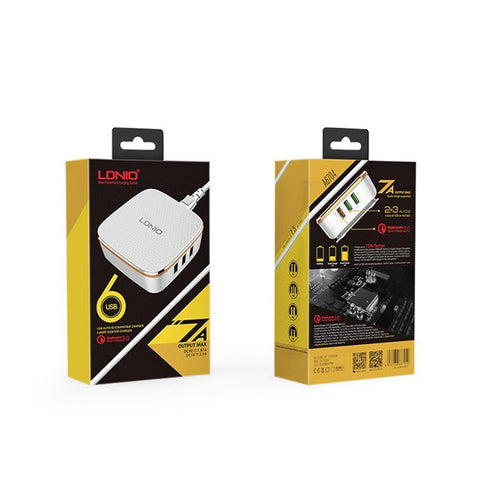 LDNIO - A6704 - 6 USB Port Charger - For Mobile Phone Quick Fast Charge - WooTech Online Shopping In SA