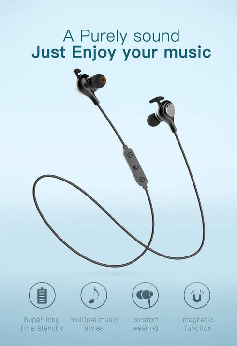 MOXOM Bluetooth Earphones Wireless Volume Control Stereo Headset V4.1 Noise Reducing Wireless Earphones For iPhone for Samsung mox-25 - WooTech Online Shopping In SA
