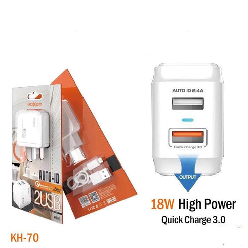 Moxom Fast Home Charger 2 port charger - WooTech Online Shopping In SA