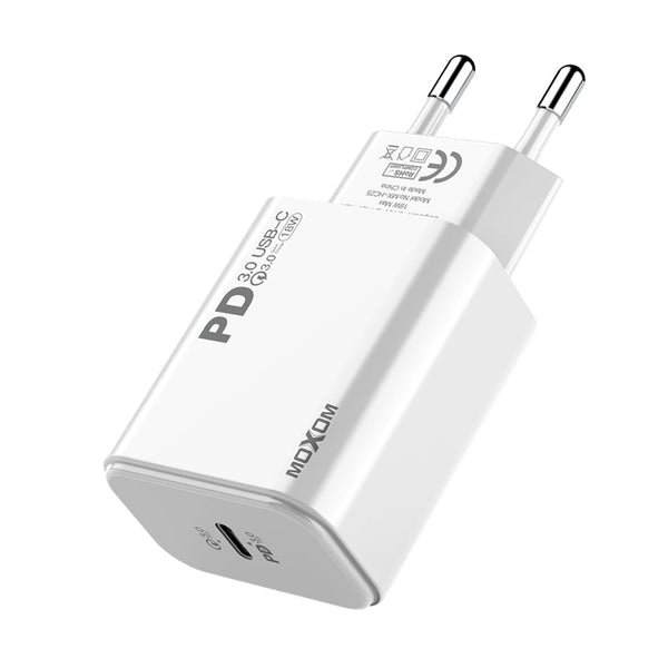 Moxom PD Fast charger For iPhone 12 /11 - 18w USB-c power Adapter Mx-HC25 - WooTech Online Shopping In SA