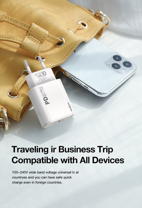 Moxom PD Fast charger For iPhone 12 /11 - 18w USB-c power Adapter Mx-HC25 - WooTech Online Shopping In SA