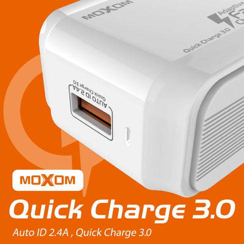 Moxom QC3.0 Super Fast Phone charger- With cable- kh-67y - WooTech Online Shopping In SA