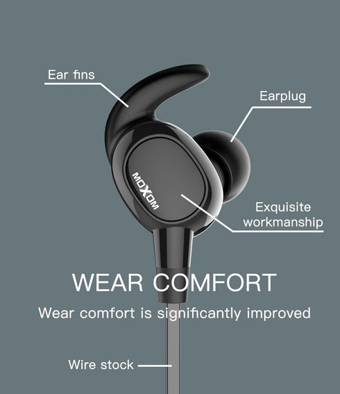 MOXOM Wireless Headphones Bluetooth V4.1 Sport Earphone mox34 - WooTech Online Shopping In SA