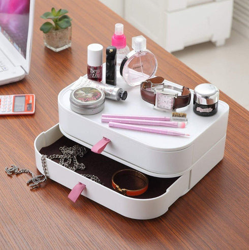 Multifunctional Makeup Organizer with Rotatable Mirror - WooTech Online Shopping In SA