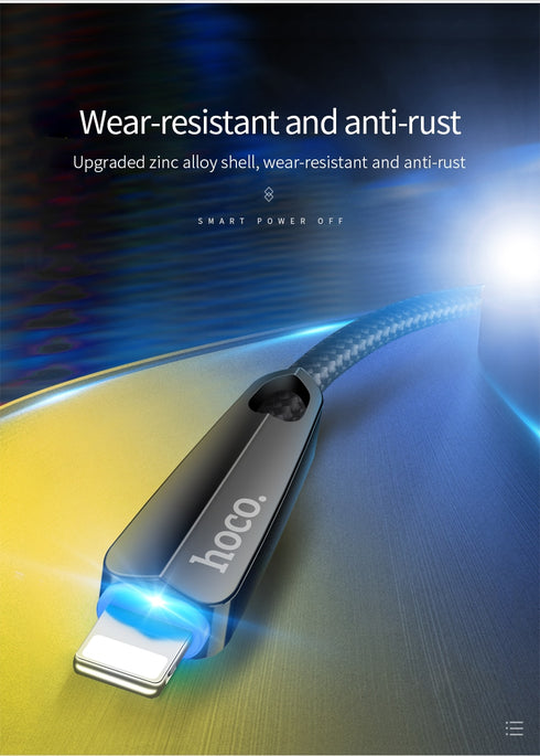 Smart power off LED fast charging cables For Iphone - WooTech Online Shopping
