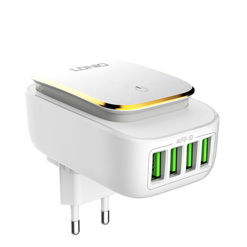 USB Phone Charger 4 Ports Wall Travel Light Charger 5V 4.4A - WooTech Online Shopping