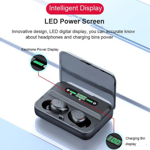Bluetooth 5.0 Earphones TWS F9 5.0V Stereo Noise Cancelling Gaming Earbuds - WooTech Online Shopping