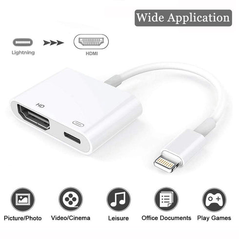Iphone Digital AV to HDMI Adapter with Lighting Charging Port For HDTV Monitor Projector 1080P For iPhone iPad iPod - WooTech Online Shopping