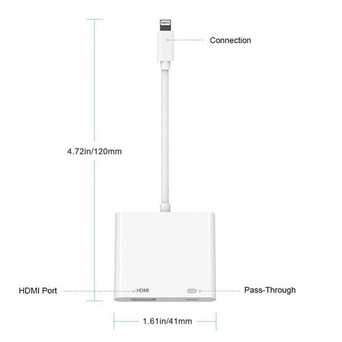 Iphone Digital AV to HDMI Adapter with Lighting Charging Port For HDTV Monitor Projector 1080P For iPhone iPad iPod - WooTech Online Shopping